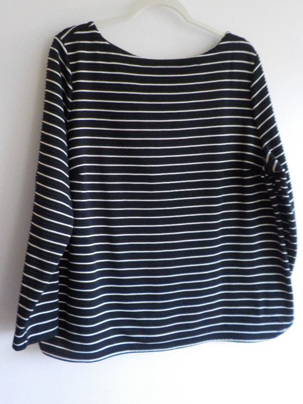 Talbots Tunic Top - 2X - Black White Stripe Long Sleeve Heavy (2561)